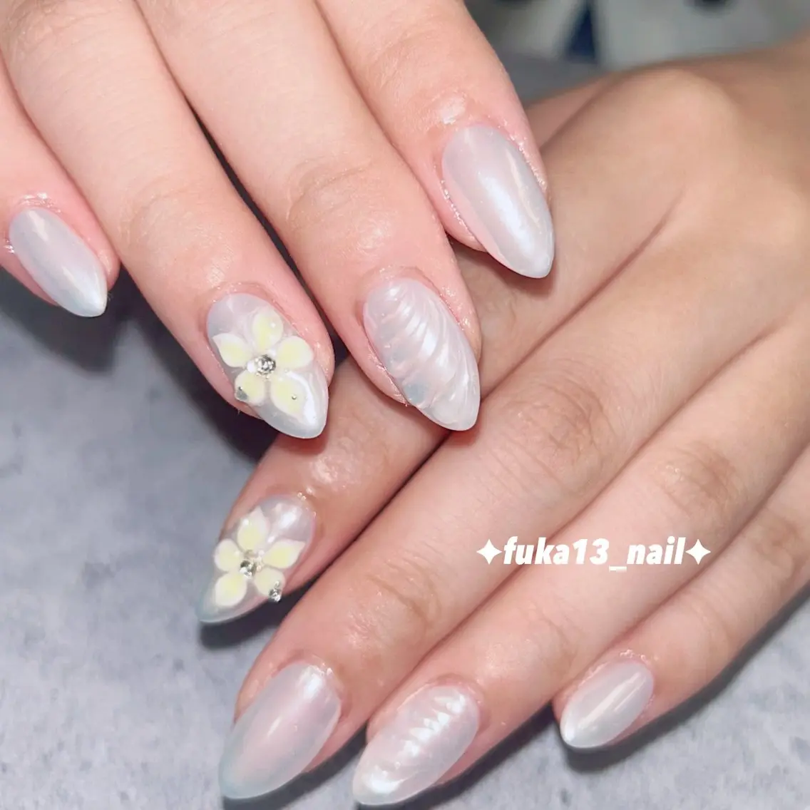 ネイル フラワーネイル 韓国ネイル ミラーネイル 夏ネイル ハンドネイル Nail♡Fuka. /7月予約受付中のネイルデザイン