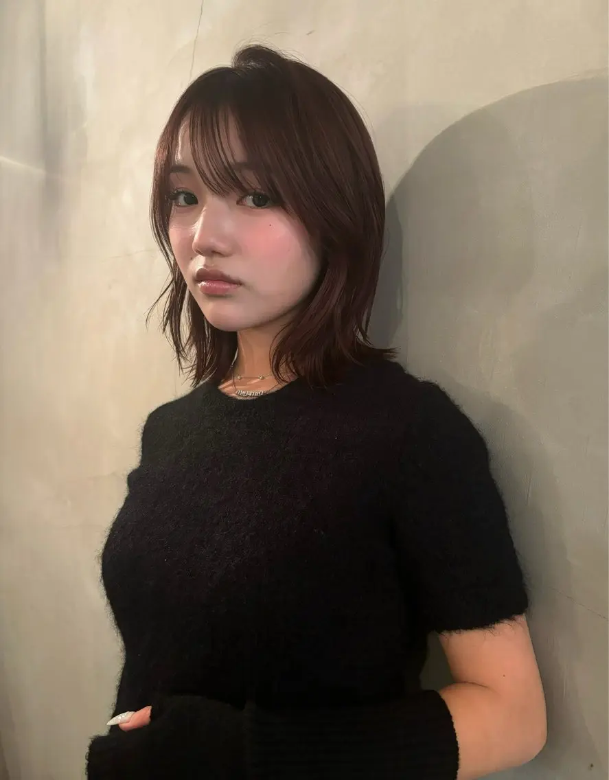ミディアム カラー ボブレイヤー 透明感カラー ボブ レイヤーカット カット ヘアカラー 林　蓮/レイヤー/ 透明感カラーのヘアスタイル