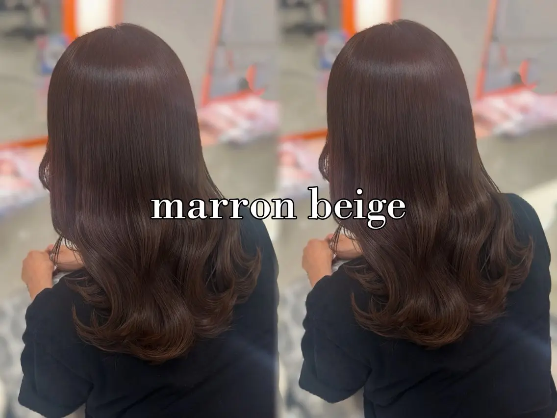 ミディアム カラー カット ヘアカラー トリートメント ヘッドスパ ベージュカラー/ 束感マツエク/ここなのヘアスタイル