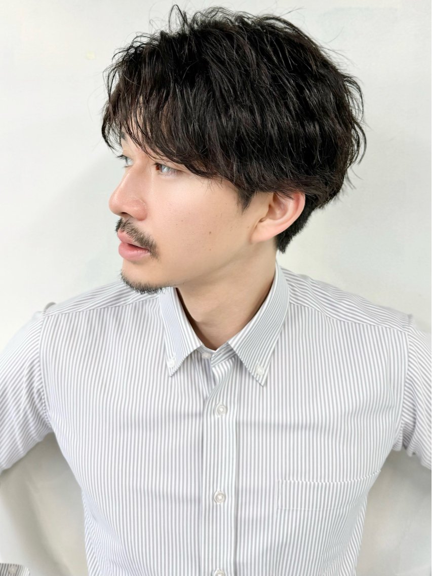 ミディアム パーマ メンズ ビジネス マッシュ メンズショート 似合わせカット カット パーマ メンズ特化/髪質改善 圭翔のヘアスタイル