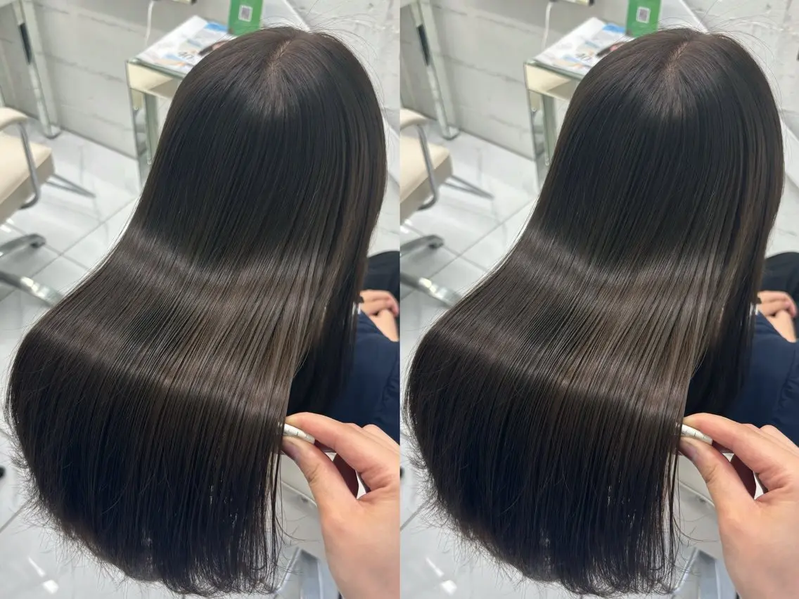 ロング カット ヘアカラー トリートメント 透明感ツヤカラー/ 縮毛矯正/静岡のヘアスタイル