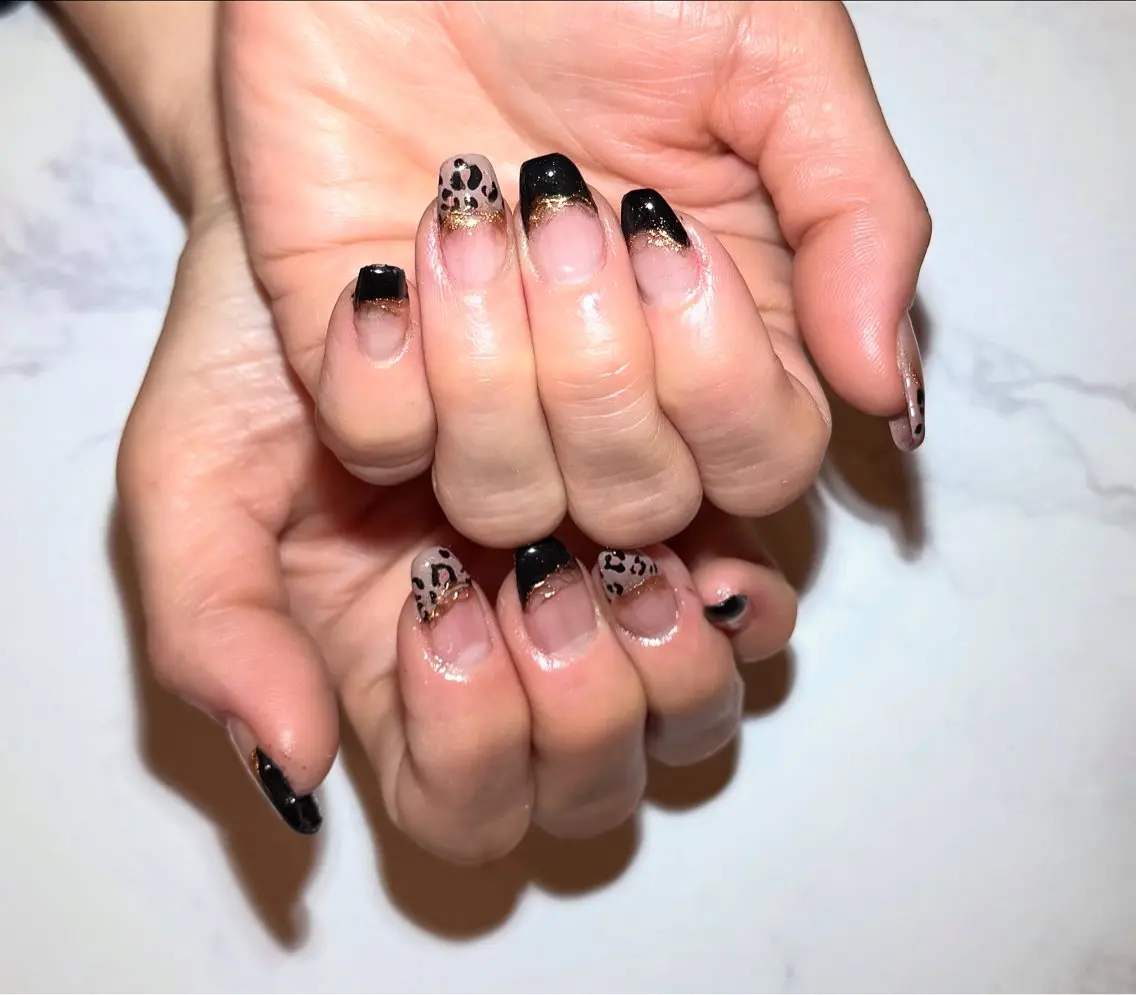 ネイル アニマル柄 長さ出し フレンチネイル ジェルネイル メンズネイル ハンドネイル MIMnail メンズネイリストのネイルデザイン