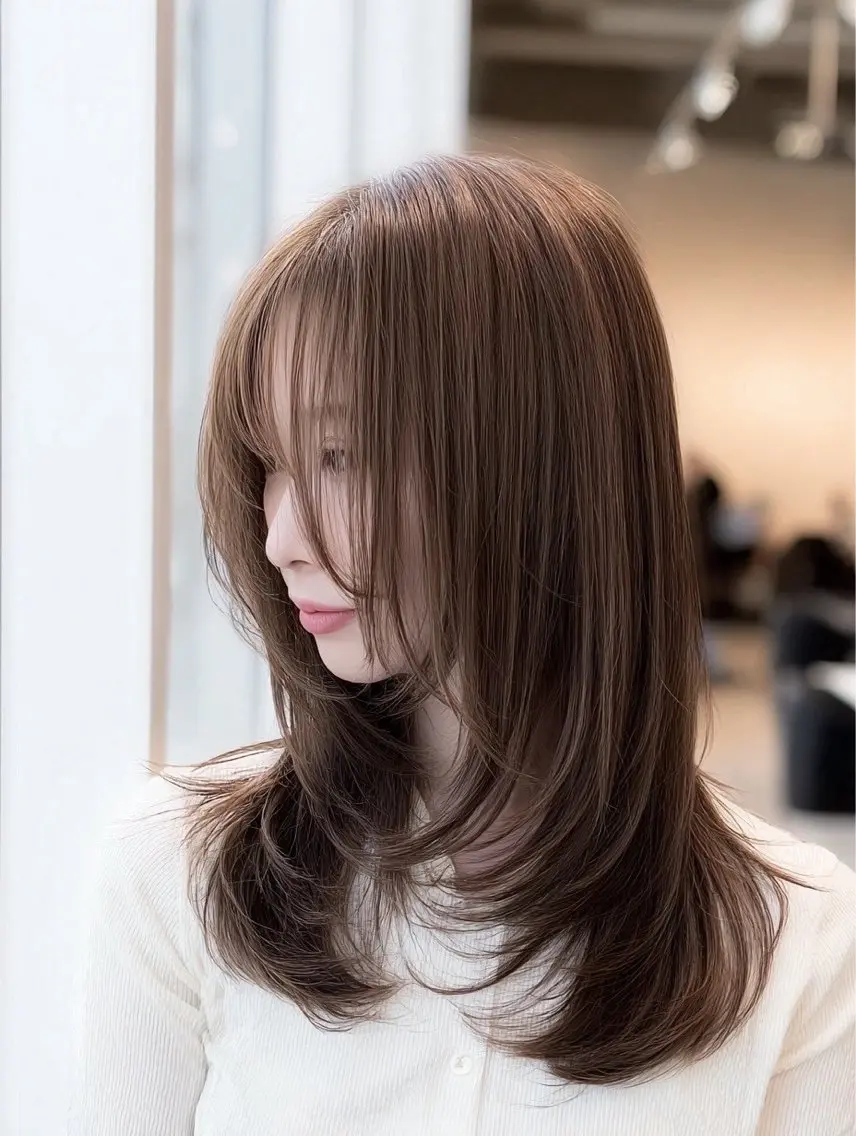 ロング 縮毛矯正 絶対綺麗な暖色カラー 🎯あります✨増渕✨のヘアスタイル