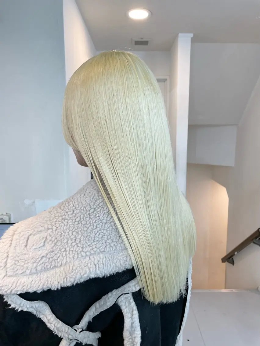 ロング カラー ブロンド ホワイトブロンド ロング ヘアカラー トリートメント ヘアセット ハイトーン×レイヤー /遠藤将太のヘアスタイル