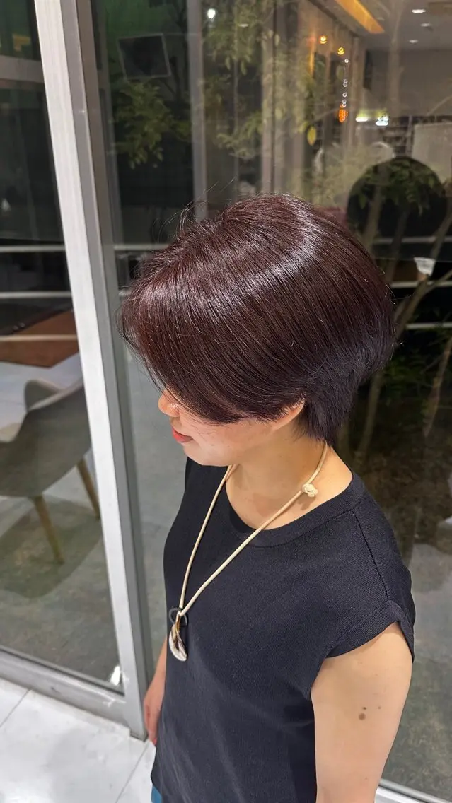 ショート カラー レッドカラー 三谷 玲雄のヘアスタイル