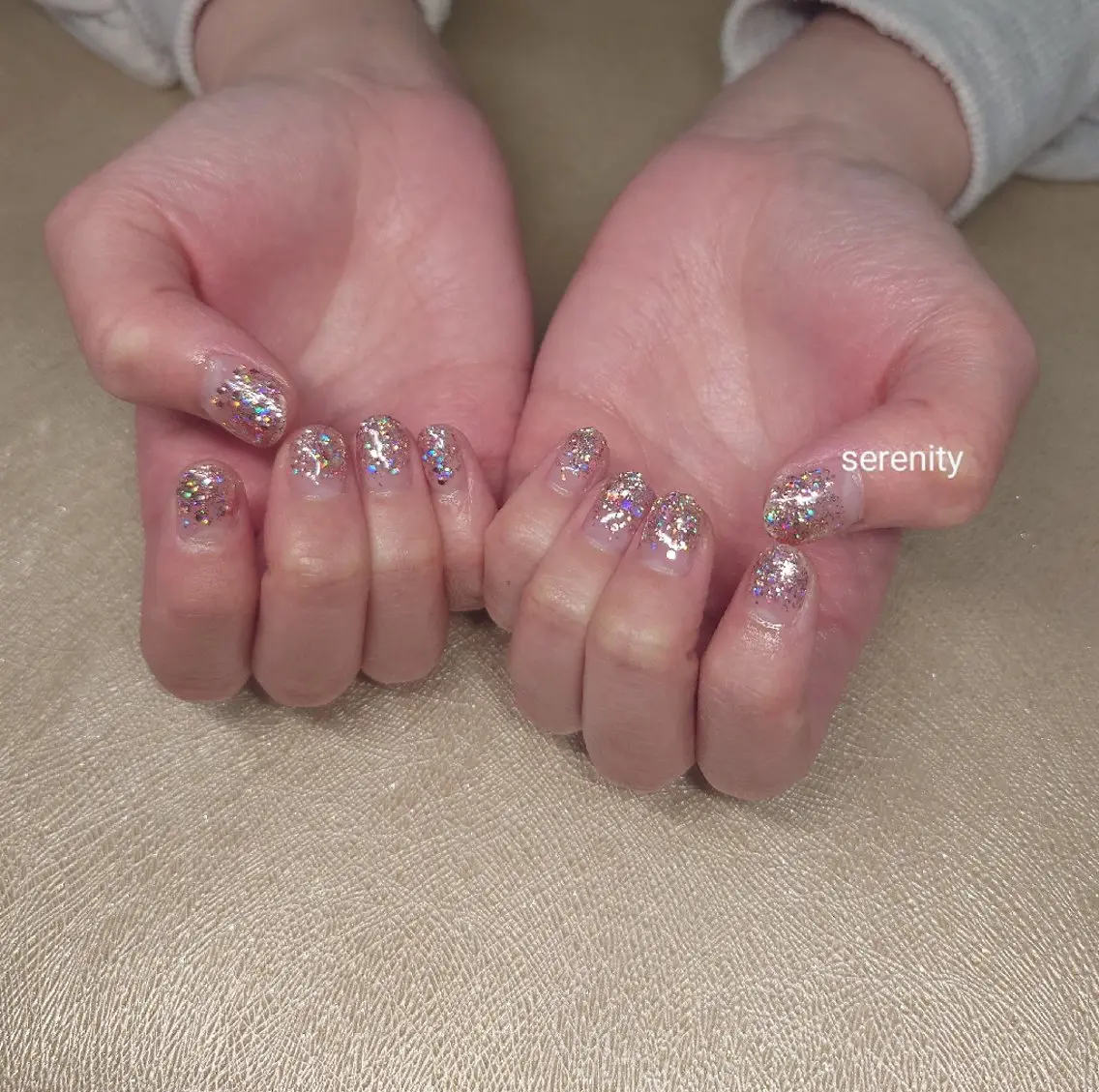 ネイル グラデーション ラメ(グリッター) ラメグラデーション ワンカラーネイル nail  serenityのネイルデザイン