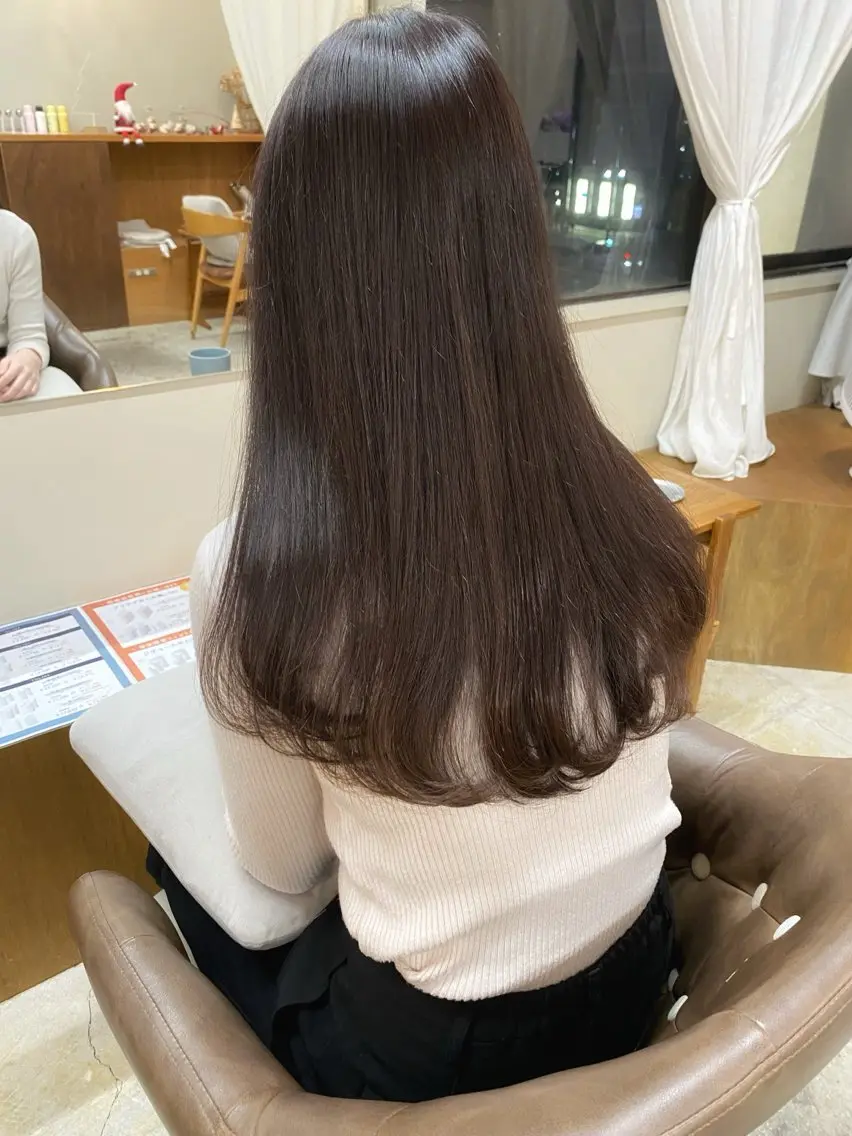 ロング バイオレットブラウン ヘアカラー トリートメント erika /韓国ヘアのヘアスタイル