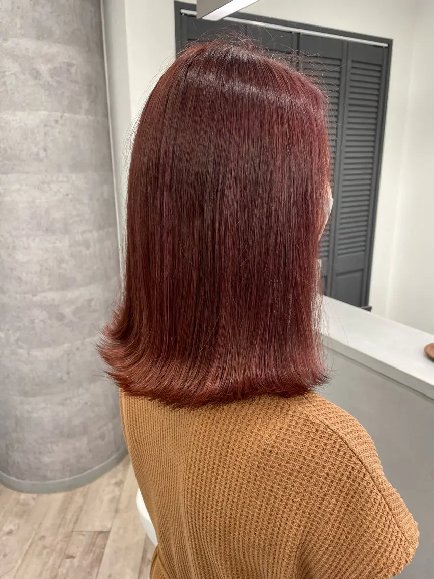 ミディアム カラー ブリーチ レッドカラー ケアブリーチ🌟 ♢WATARU♢のヘアスタイル