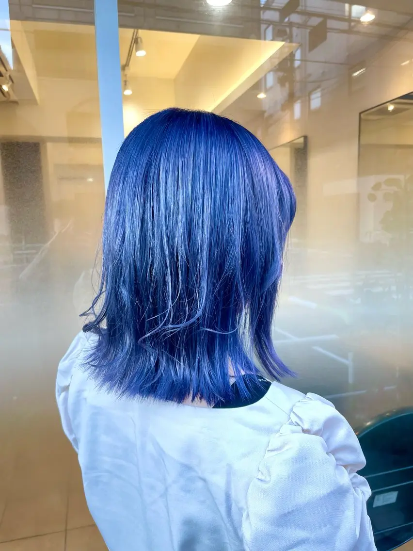 セミロング カラー ブルーカラー 縮毛矯正/ ✨艶髪/芦川優磨のヘアスタイル