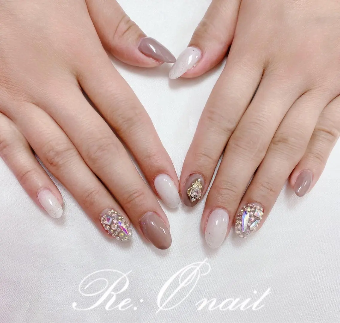 ネイル ストーンネイル ハンドネイル Re:Ø nail 🩵TSUJIのネイルデザイン