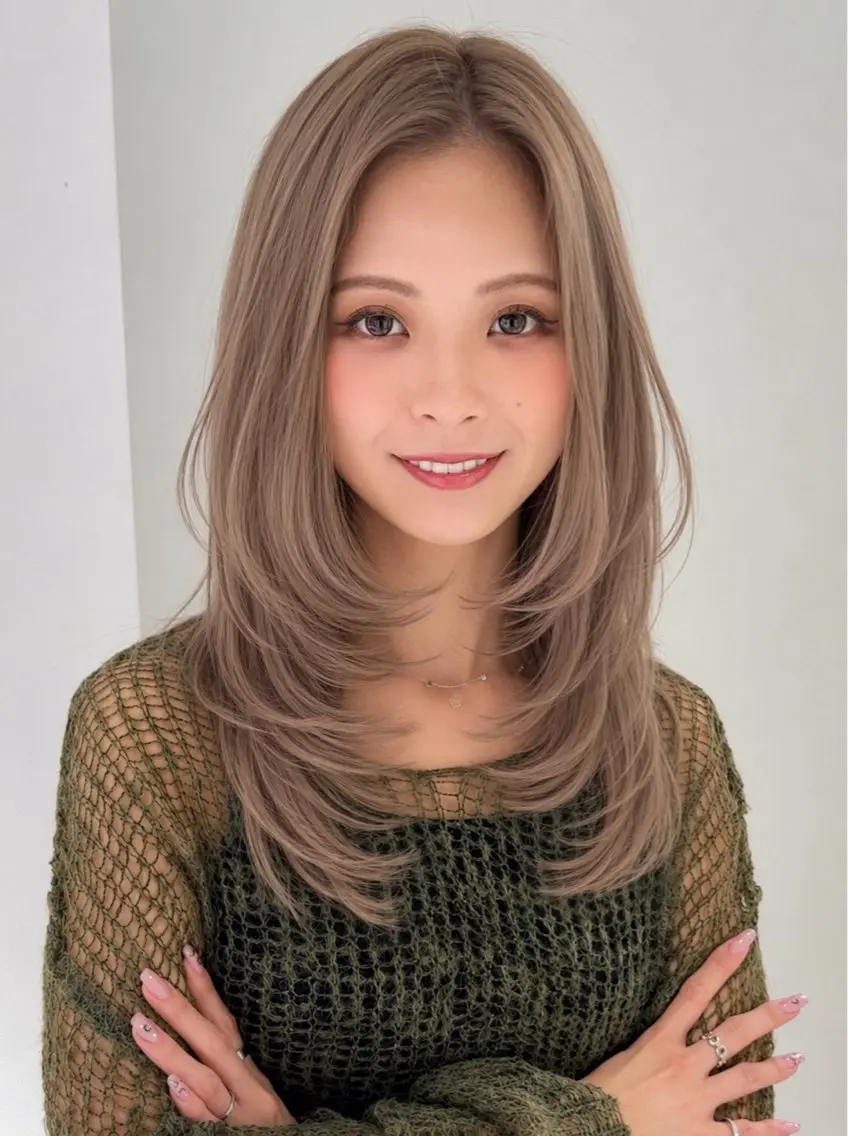 ロング シールエクステ エクステ 顔周りカット ハイライト レイヤーカット 大阪梅田/レイヤー/ ハイライト/yuuのヘアスタイル