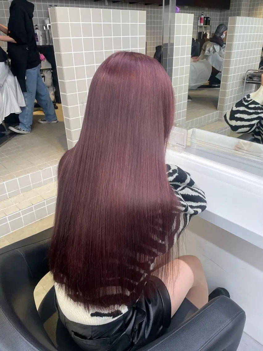 ロング カラー ラベンダーカラー ピンクカラー ピンクラベンダー 抜け感レイヤー︴ ニュアンスカラーのヘアスタイル