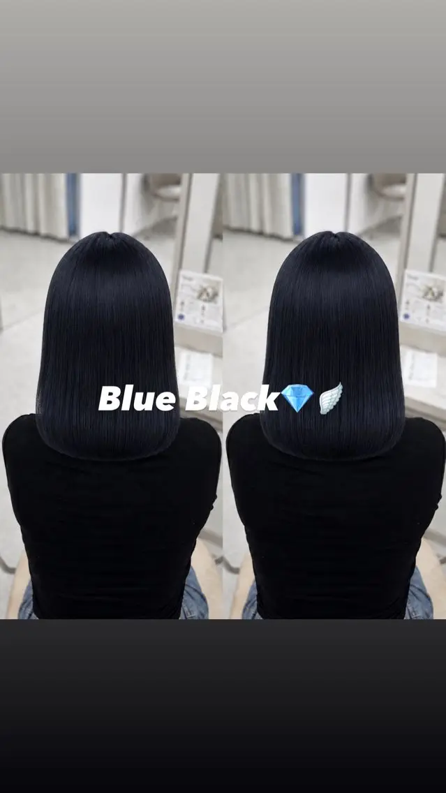 ミディアム カラー ベージュカラー 黒髪 ブリーチ ブルーカラー ブルーブラック ヘアカラー coco ウナのヘアスタイル