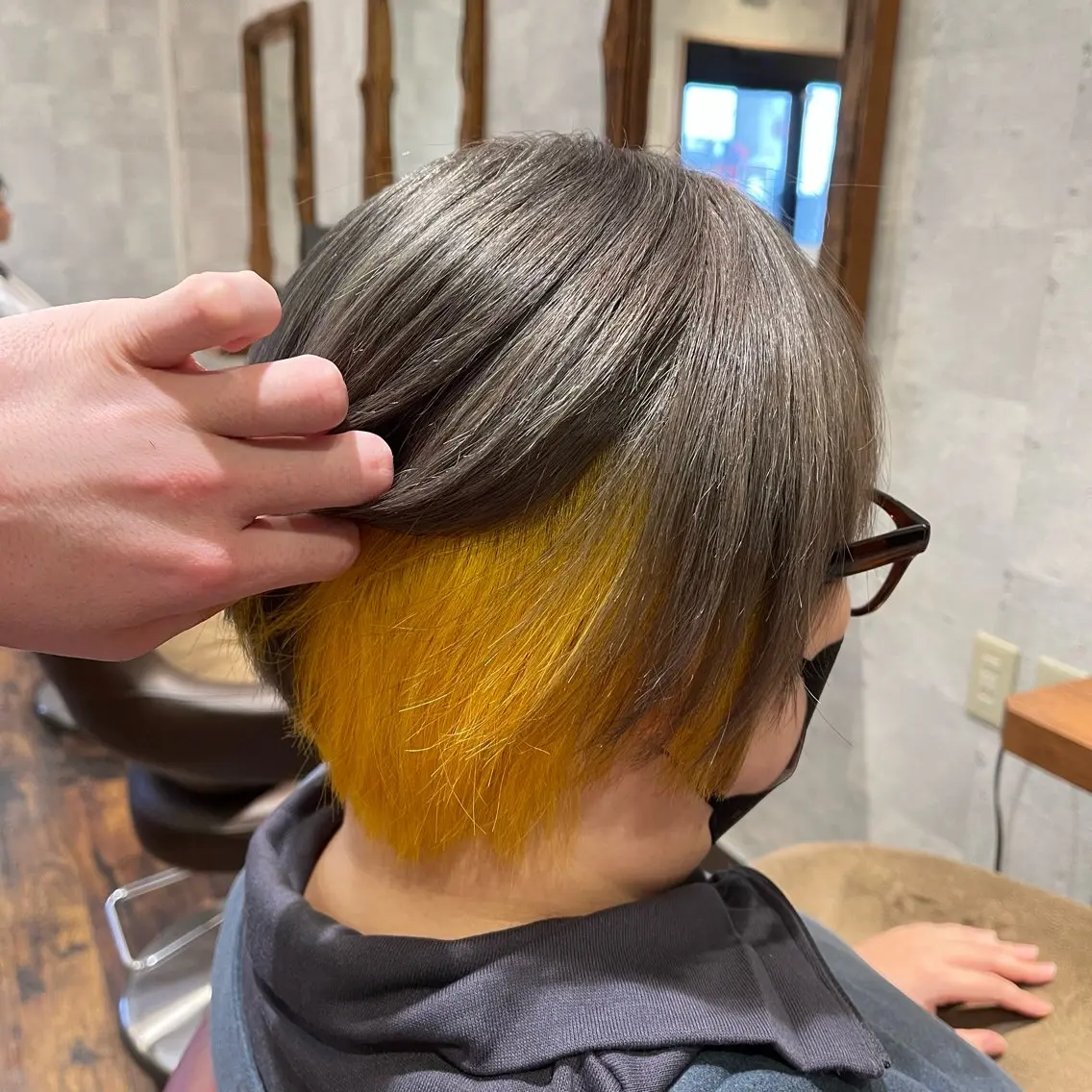 ショート カラー グレージュ イエローカラー ヘアカラー 縮毛髪質改善カケル 透明感カラー✨のヘアスタイル