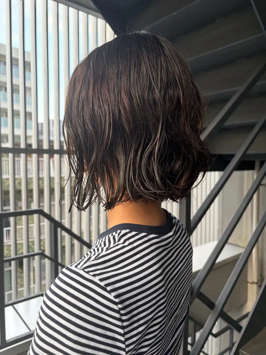 ミディアム カラー パーマ ミディアムパーマ グレージュ オリーブグレージュ オリーブグレー ボブ カット ヘアカラー パーマ ほの /縮毛矯正 /メンズ/カラーのヘアスタイル