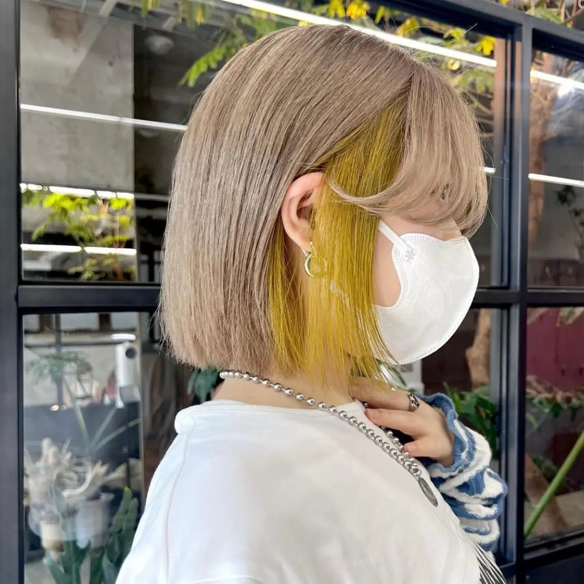 ミディアム カラー ベージュカラー インナーカラー ミルクティーベージュ イエローカラー ヘアカラー トリートメント レイヤー / メンズ 🇰🇷 細江 美紅のヘアスタイル