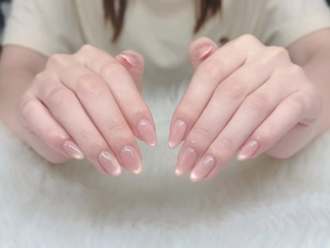 ネイル ジェルネイル 韓国ネイル オフィスネイル ワンカラーネイル シンプルネイル ハンドネイル GOHOUBI Nail 心斎橋店のネイルデザイン