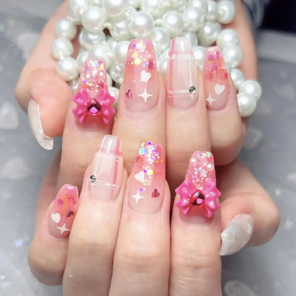 【ハンド】150分持ち込みデザイン¥11800(最高級パーツ、ゴテゴテデザインOK！）の写真