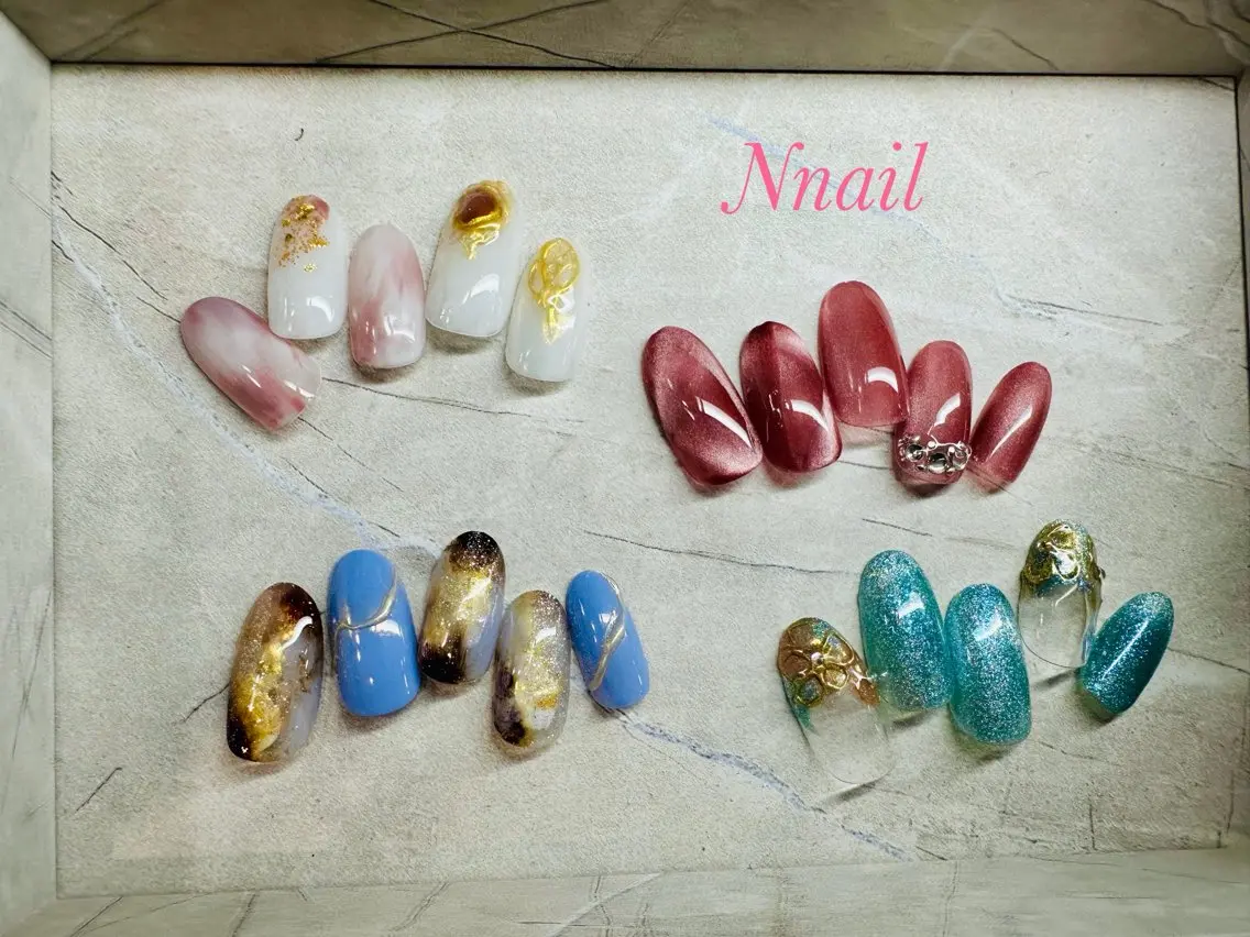 ネイル 夏ネイル ハンドネイル 🌿Nnail🌿 プライベートサロンのネイルデザイン