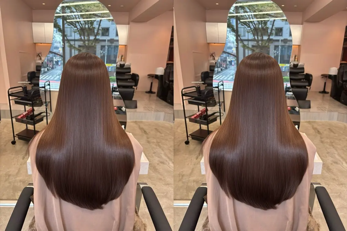 セミロング 縮毛矯正 Bonheur新宿 michiko艶髪のヘアスタイル
