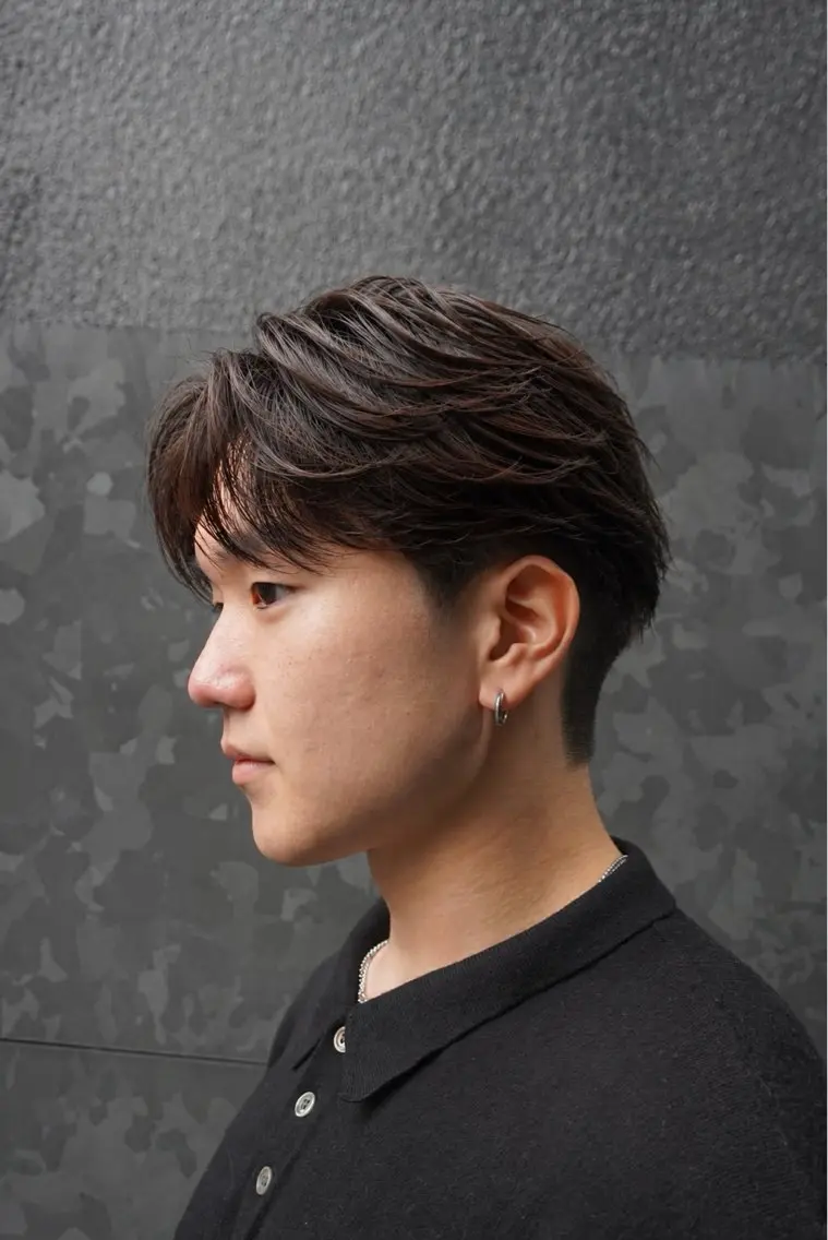 パーマ メンズ カット パーマ 梅田/センターパート 山下学偉のヘアスタイル