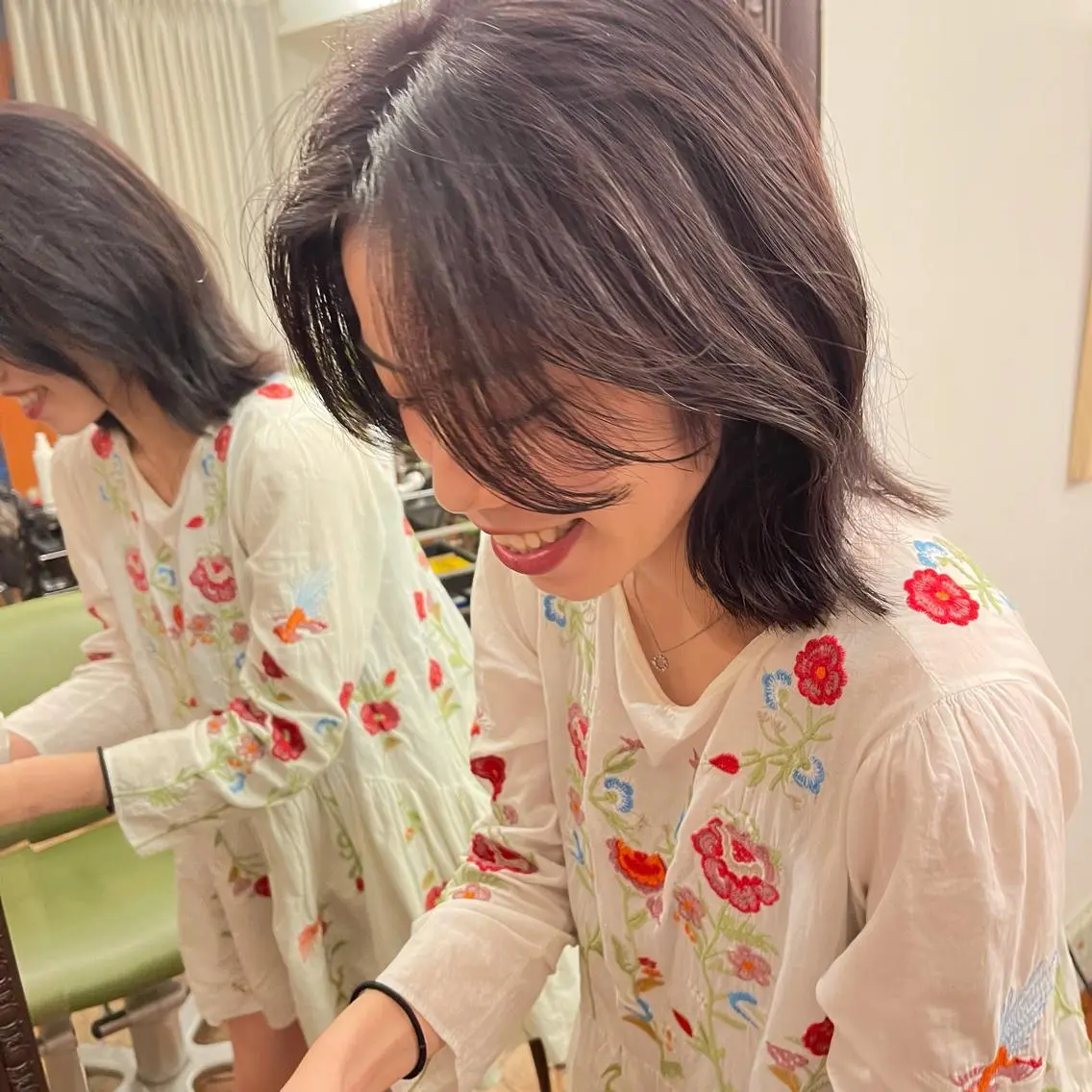 ミディアム カラー ヘアアレンジ レイヤーカット ローレイヤー yu-ri🩷 韓国ヘアのヘアスタイル
