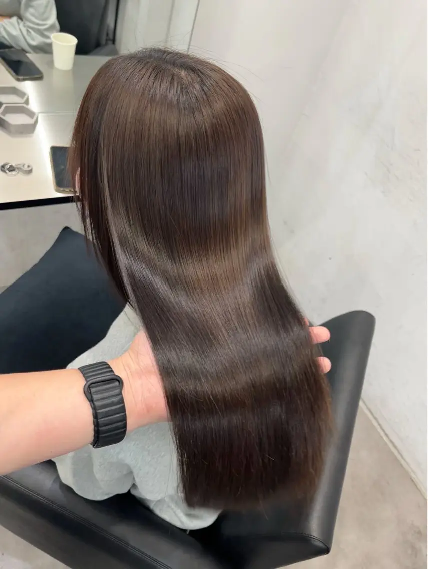 ロング カット ヘアカラー 縮毛矯正 トリートメント 髪質改善/縮毛矯正 梅田茶屋町/西尾祐作のヘアスタイル