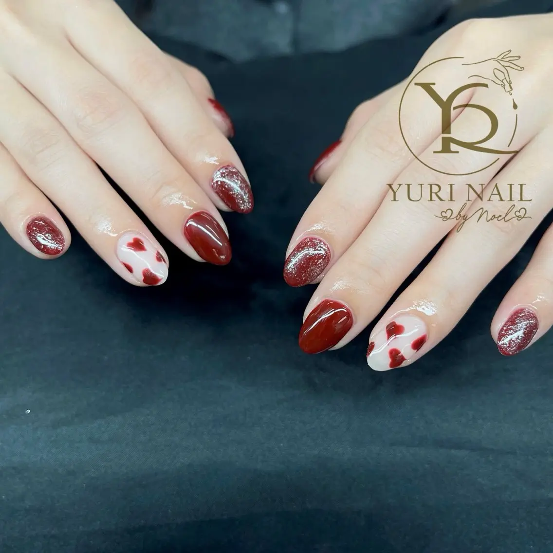 ネイル オーロラネイル ブルー チークネイル フレンチネイル グラデーション ハンドネイル フットネイル ハンドケア YURI Nail NARITAのネイルデザイン