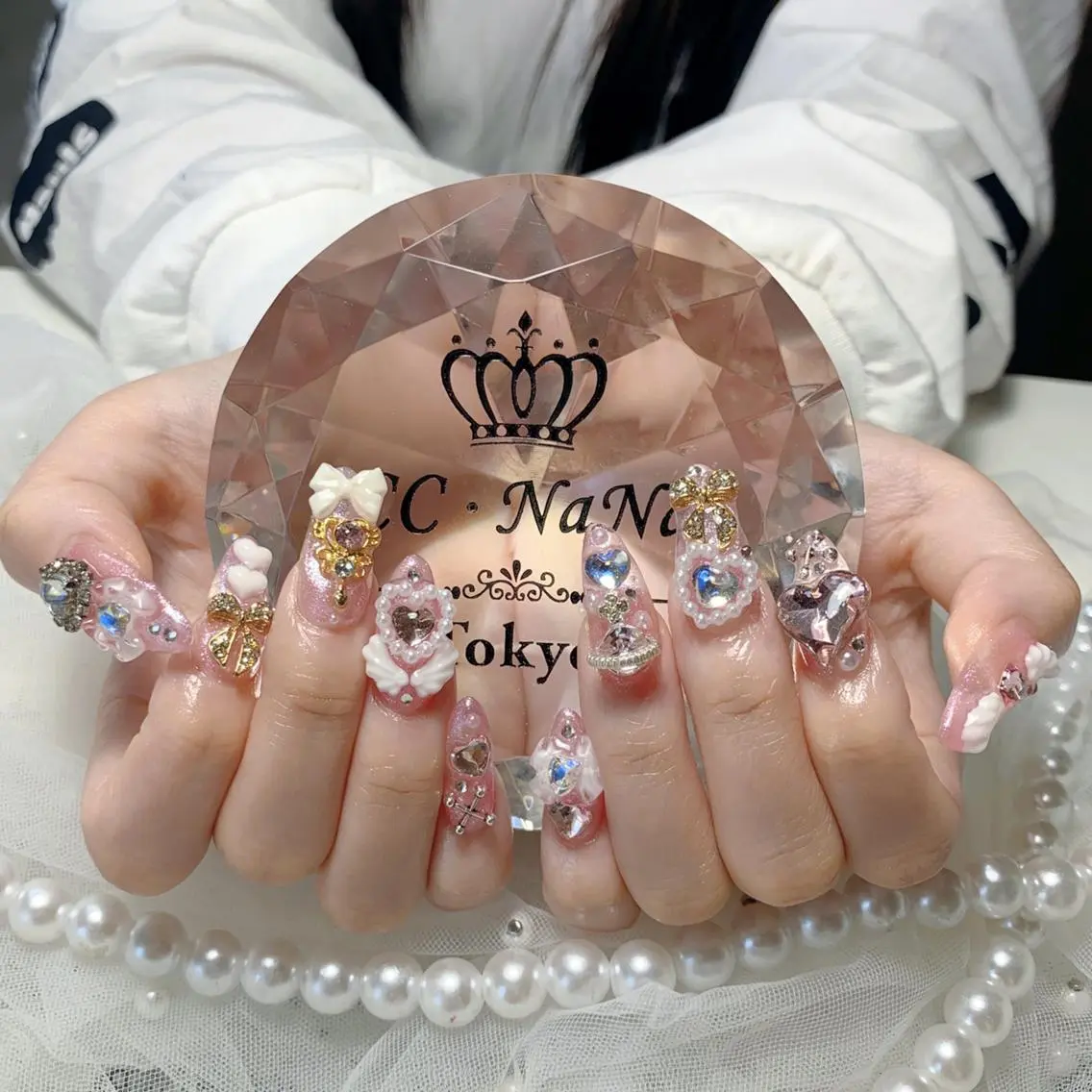 ネイル アートネイル チークネイル フラッシュネイル ハート キラキラネイル スカルプ・チップ 長さだし専門💎Yoのネイルデザイン