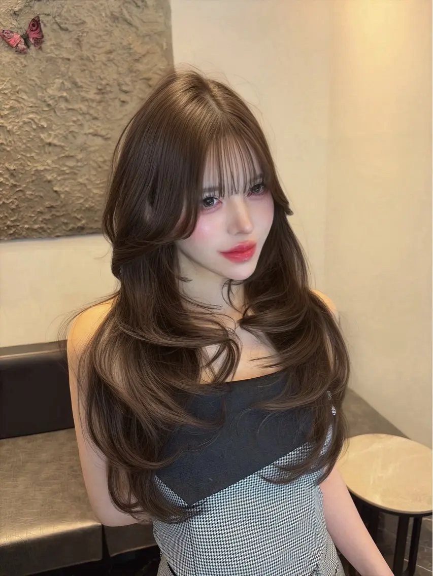 ロング カット ヘアカラー トリートメント 海野翔吾🇨🇳 ワンホンレイヤーのヘアスタイル