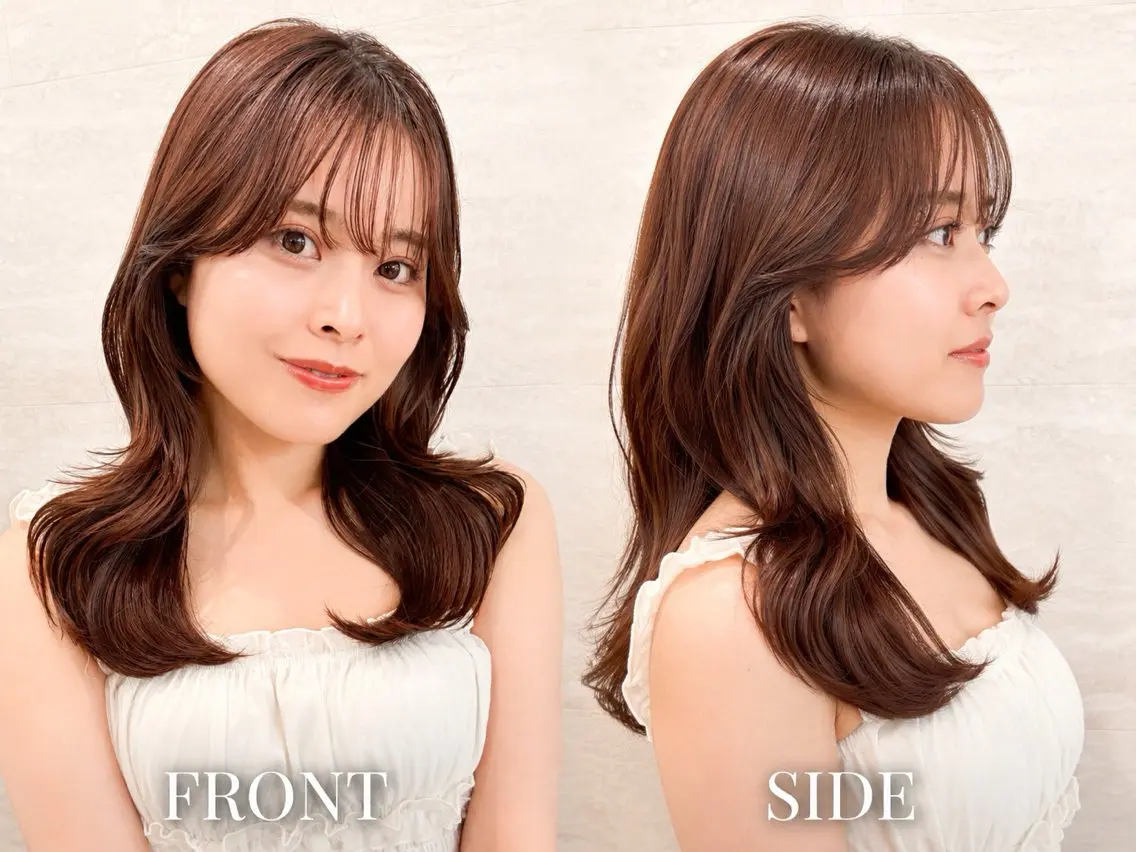 セミロング 🩵韓国レイヤー│ ハッシュ│愛華🪽のヘアスタイル