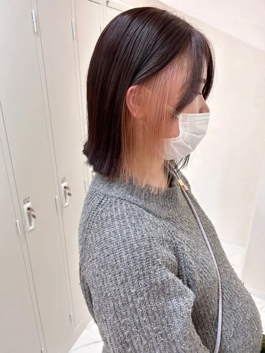 ショート カラー ベージュカラー インナーカラー ピンクカラー ピンクベージュ カット ヘアカラー トリートメント Saori / ボブ /顔周り/カラー🎀のヘアスタイル