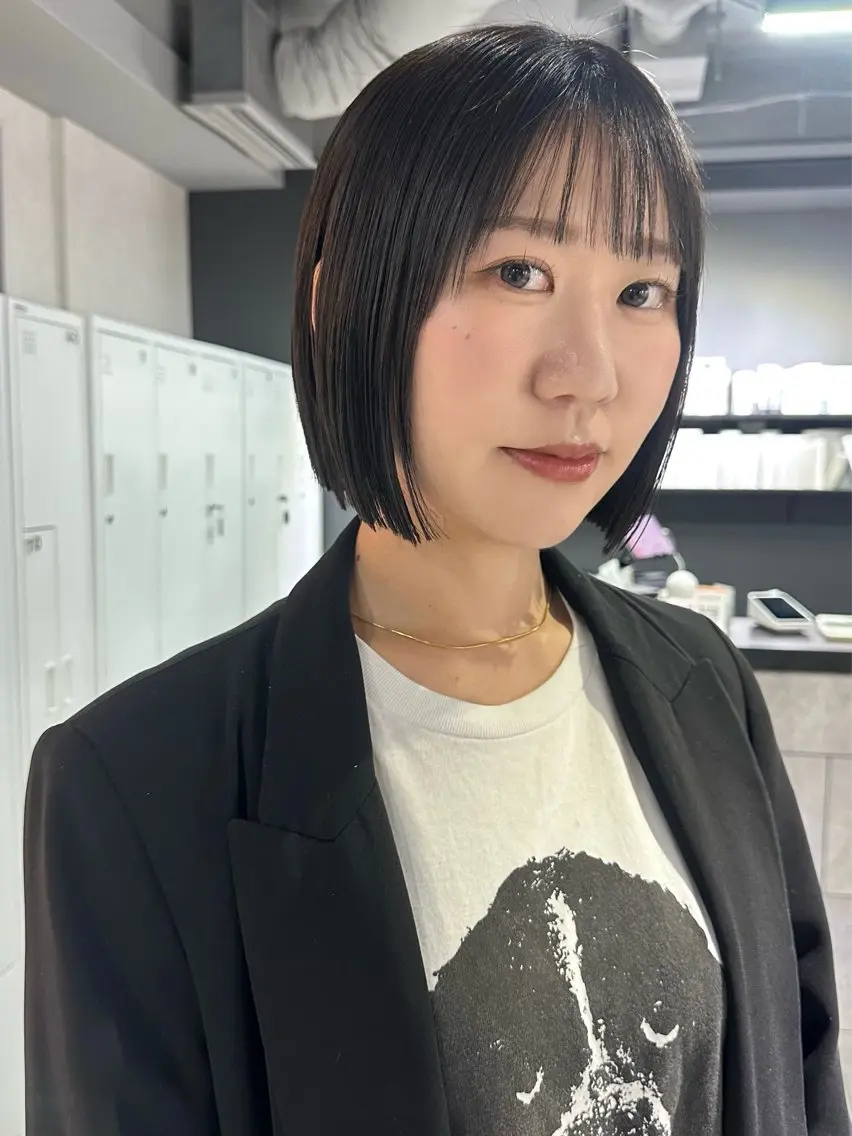 ショート カラー ボブ 髪質改善 縮毛矯正 カット ヘアカラー 縮毛矯正 トリートメント 縮毛矯正×ボブ職人 【圧倒的朝楽ボブ】のヘアスタイル