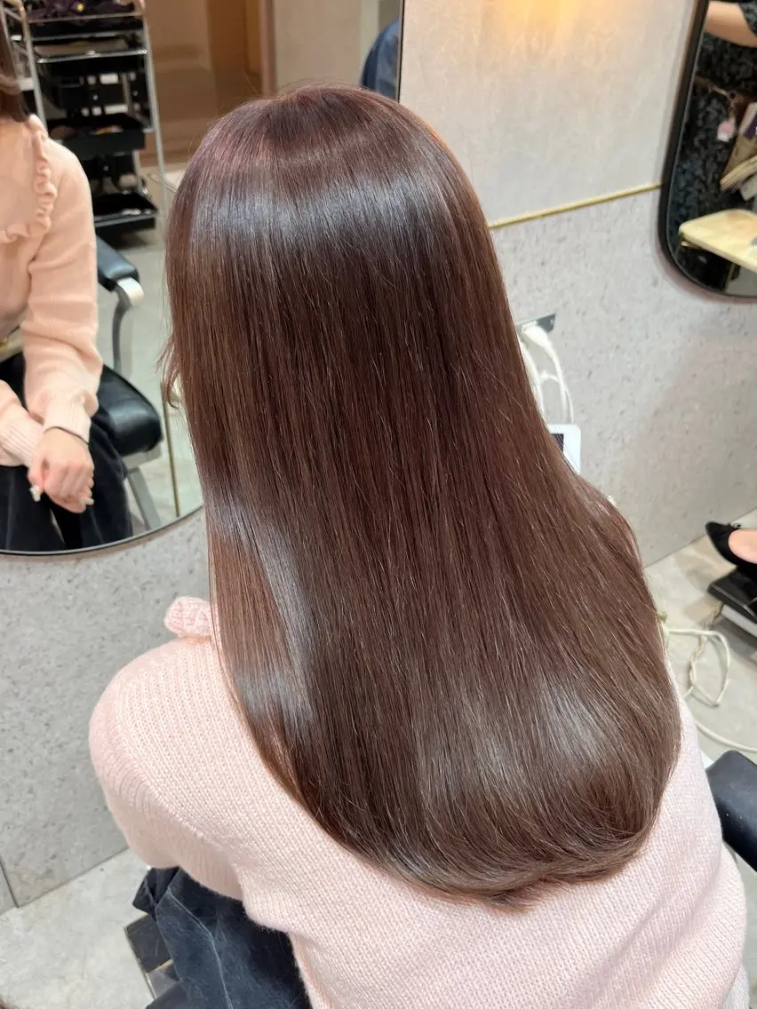 ロング カット ヘアカラー トリートメント 暖色カラー/新宿/韓 国風レイヤー鮫島志穂のヘアスタイル