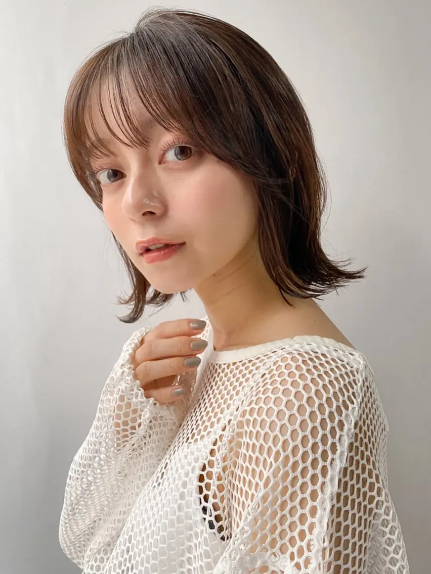 ミディアム カラー ボブ 外ハネヘア レイヤー×髪質改善✨ 渋谷/佐藤侑哉のヘアスタイル