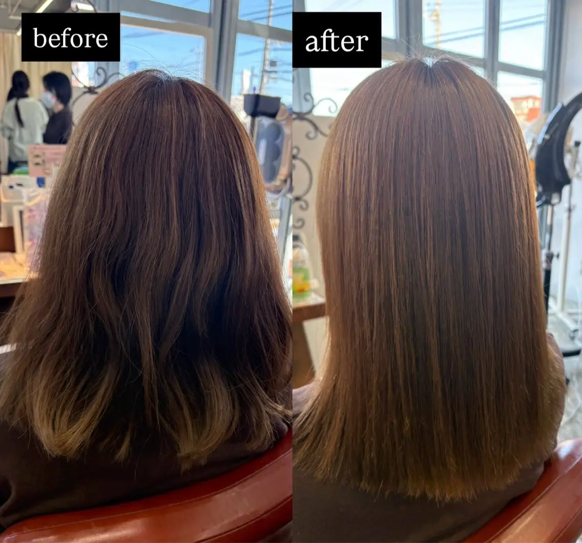 ミディアム 髪質改善 縮毛矯正 四役 蒼海のヘアスタイル