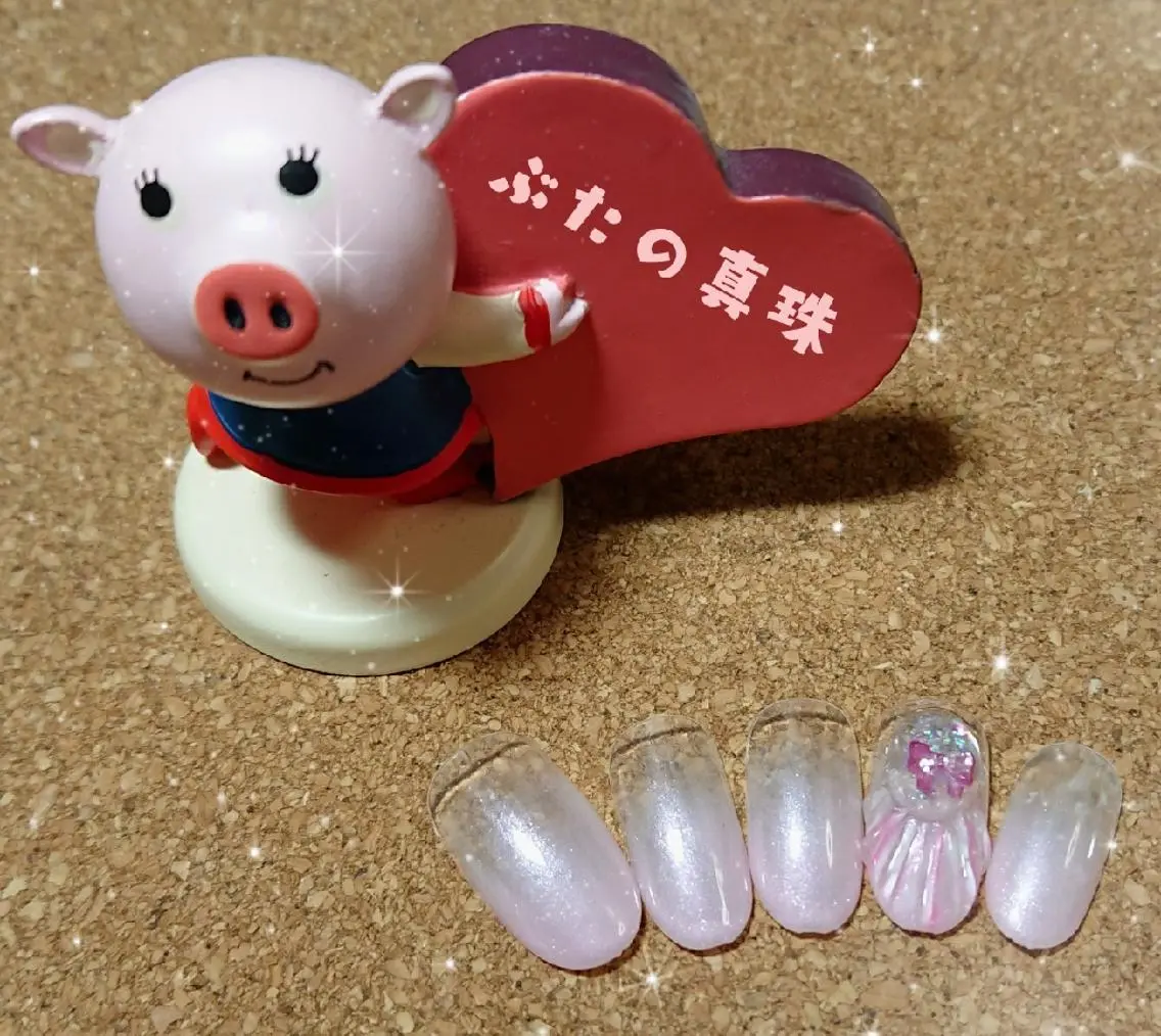 ネイル リボン ハンドネイル 林 珠里のネイルデザイン