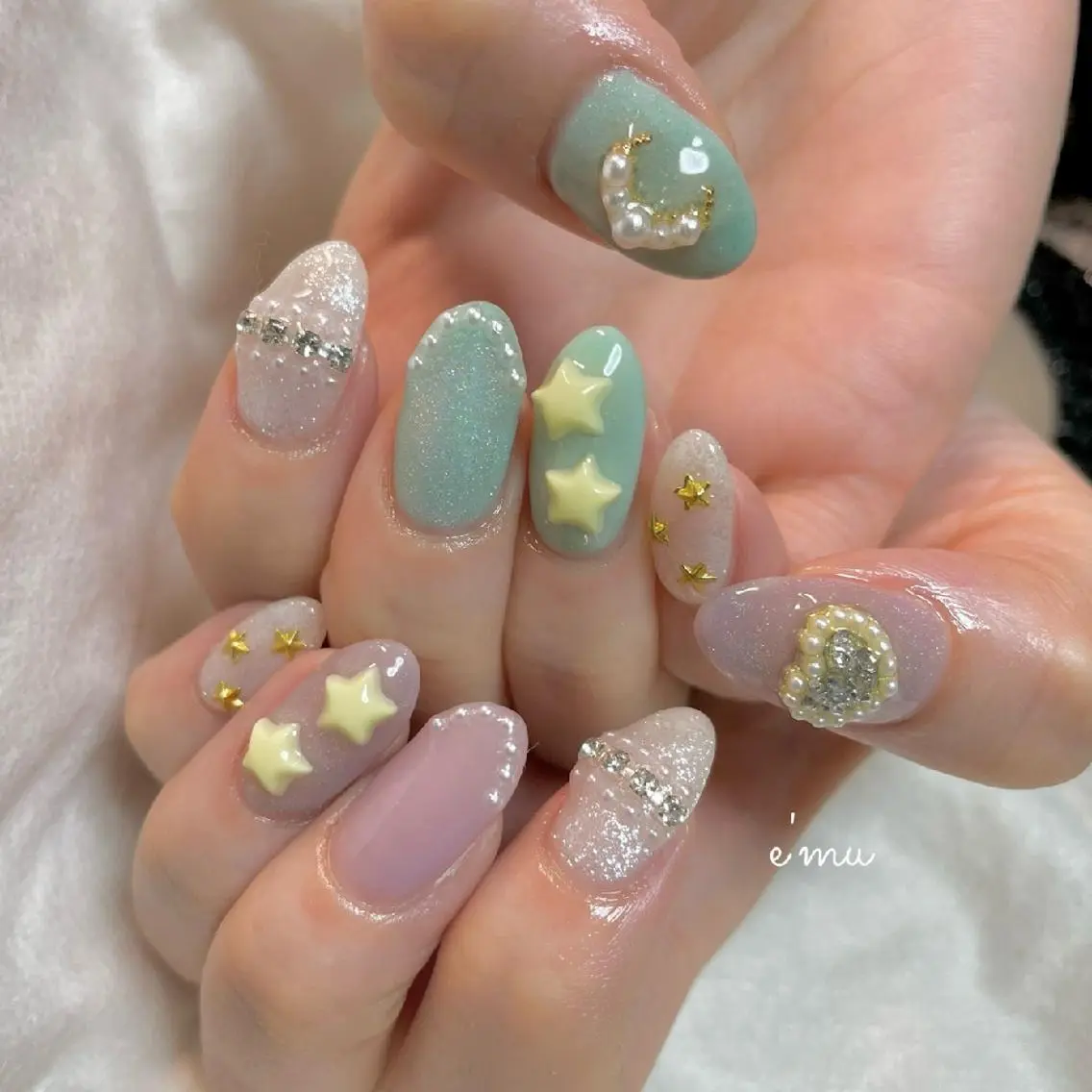 ネイル ハート パステルネイル nail salon e'mu💐のネイルデザイン