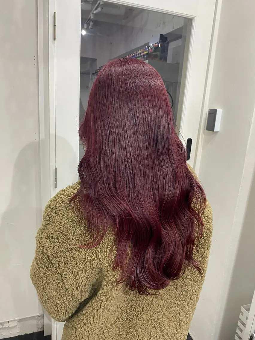 ロング カラー ブリーチ ダブルカラー ブリーチなしカラー レッドカラー ヘアカラー レイン🌏🌱 似合わせ/ハイトーンのヘアスタイル
