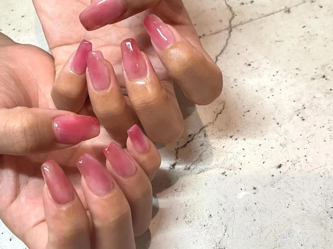 ネイル ハンドネイル 韓国/ワンホン/長さ 出しつけ放題🎀のネイルデザイン