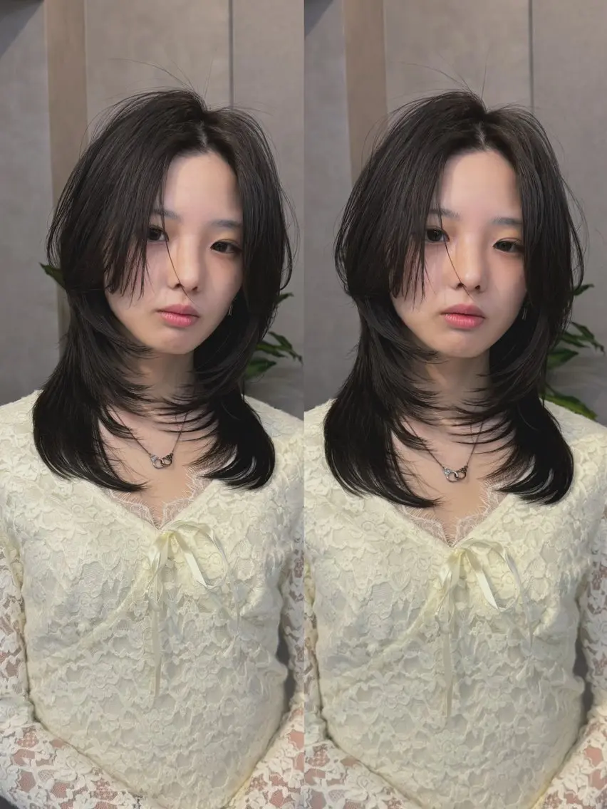 ミディアム レイヤーカット カット ヘアカラー トリートメント 山中 欧輔のヘアスタイル