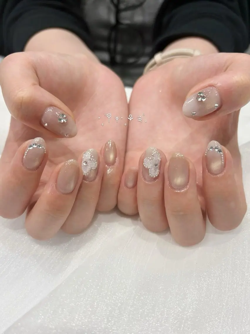 ネイル ボルドー ブラウン フレンチネイル マグネットネイル ニュアンスネイル ハンドネイル ANA.CHUO 本川越店舗のネイルデザイン