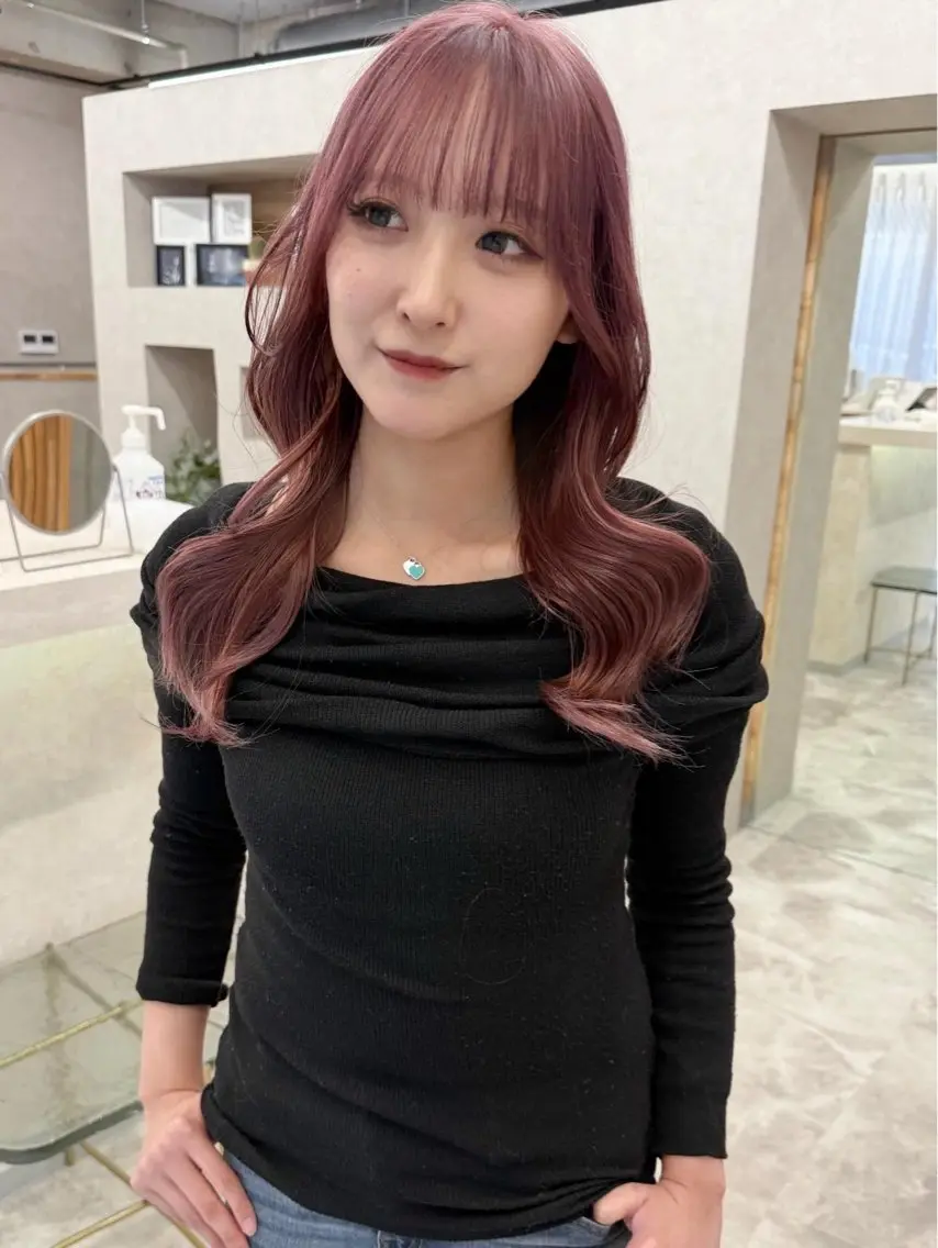 セミロング カラー ブリーチ ケアブリーチ ラベンダーカラー ピンクカラー ピンクラベンダー ブリーチ/ベージュ 💕/momoaのヘアスタイル