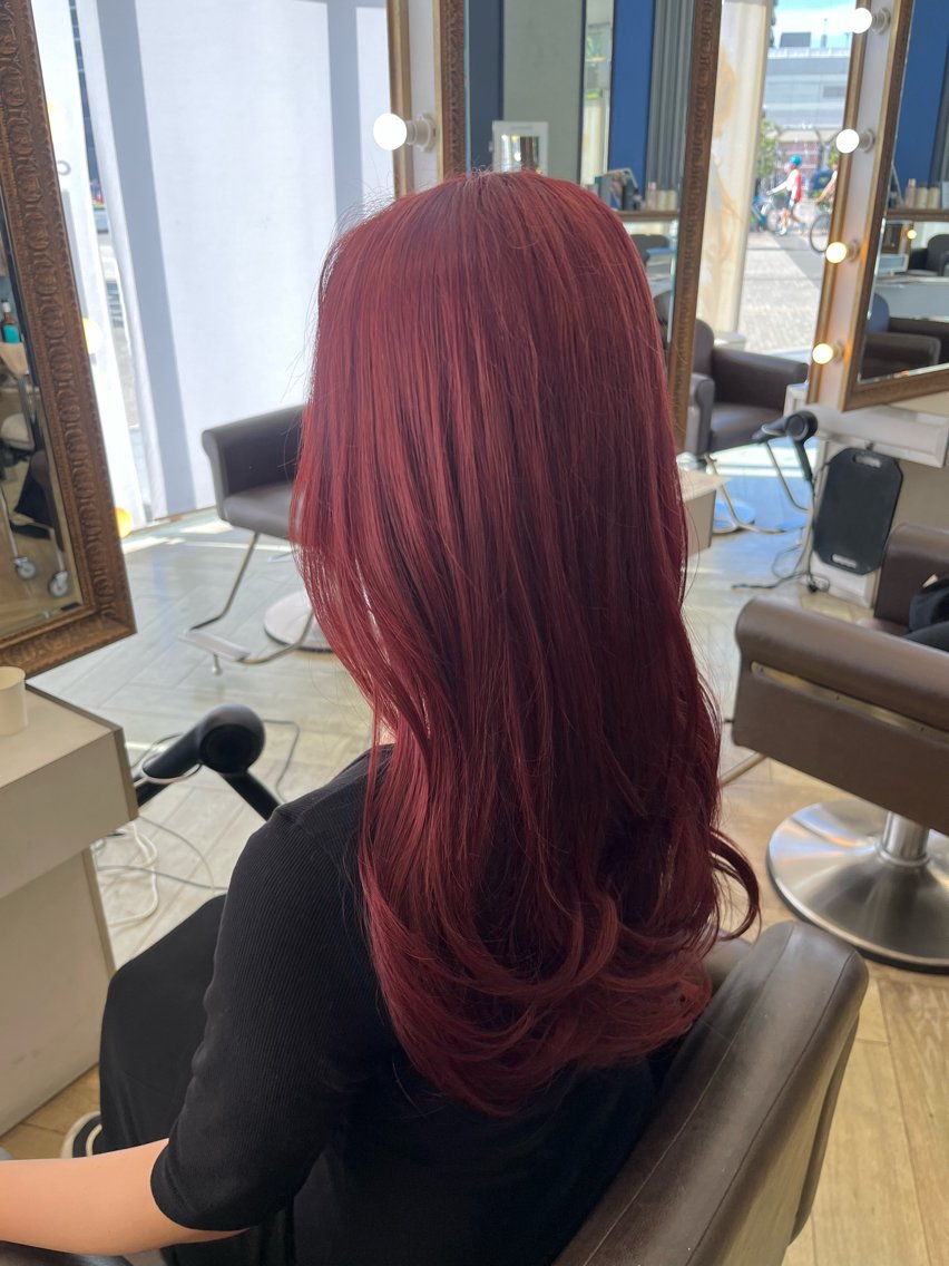 カラー レッドカラー ヘアカラー トリートメント ブリーチカラー募集 合澤のヘアスタイル