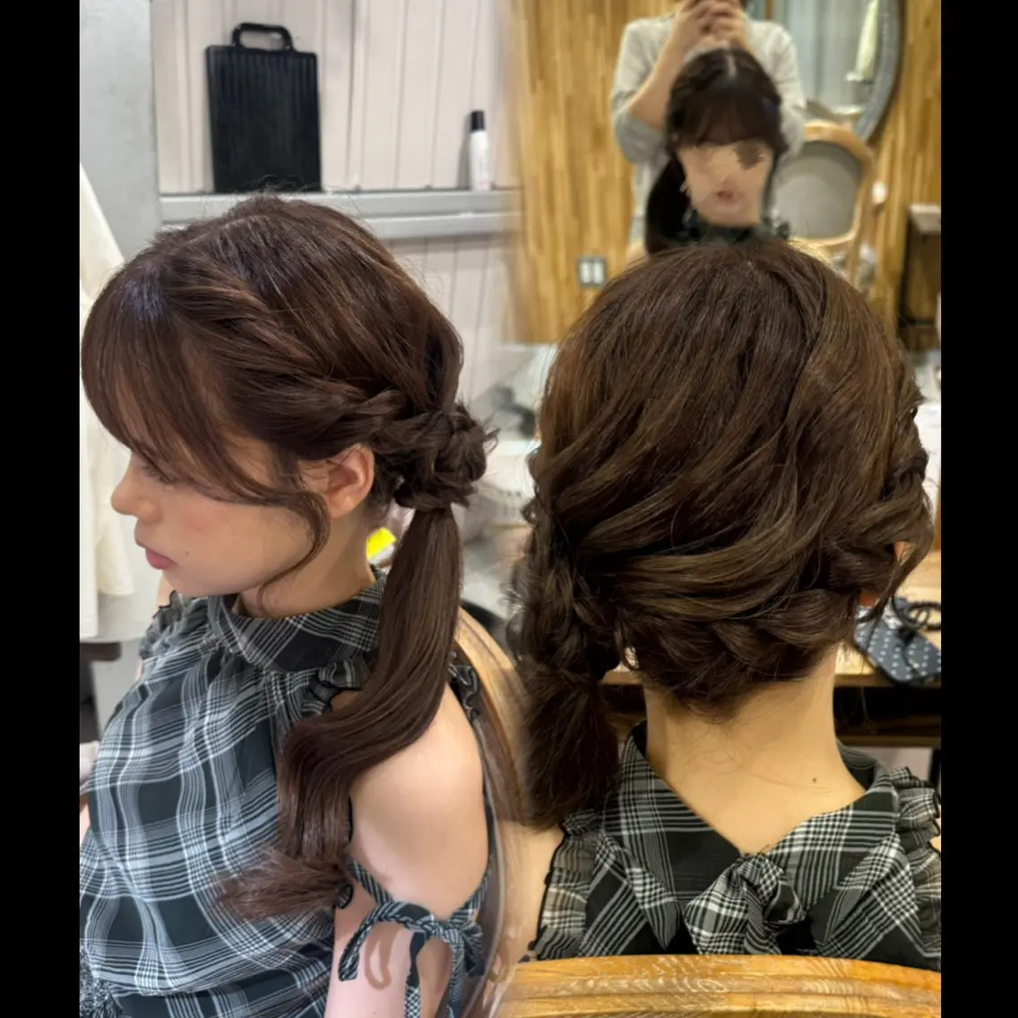 ヘアアレンジ お団子ヘア ポニーテール あゆみ／中津 ／ナチュラルカラーのヘアスタイル