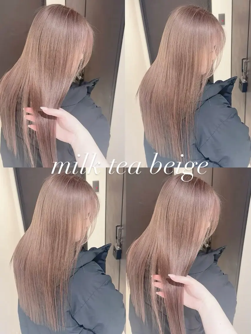 カラー ベージュカラー 透明感カラー ミルクティーベージュ ヘアカラー トリートメント 渋谷:インナーカラー ／🍒エリカ🍒のヘアスタイル