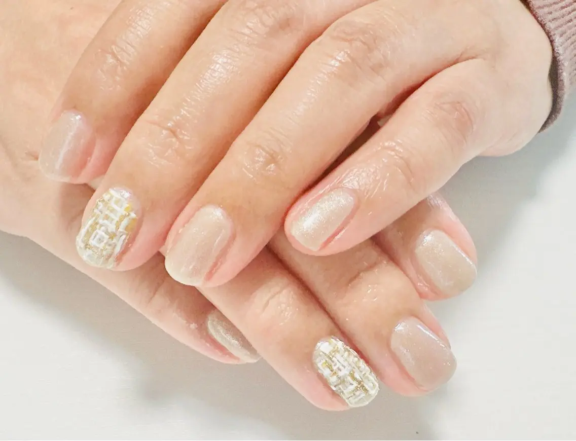 ネイル ジェルネイル ツイードネイル nailsalon oluoluのネイルデザイン