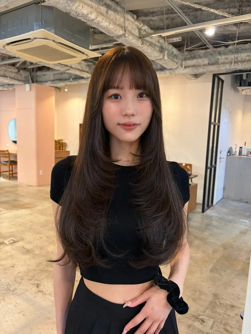 ロング レイヤーカット ロング カット ヘアカラー 🧣misaki 🧣のヘアスタイル