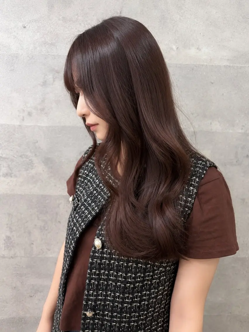 セミロング カラー ブラウンカラー ピンクカラー ピンクブラウン カット ヘアカラー Grow by NYNY 打越裕樹のヘアスタイル
