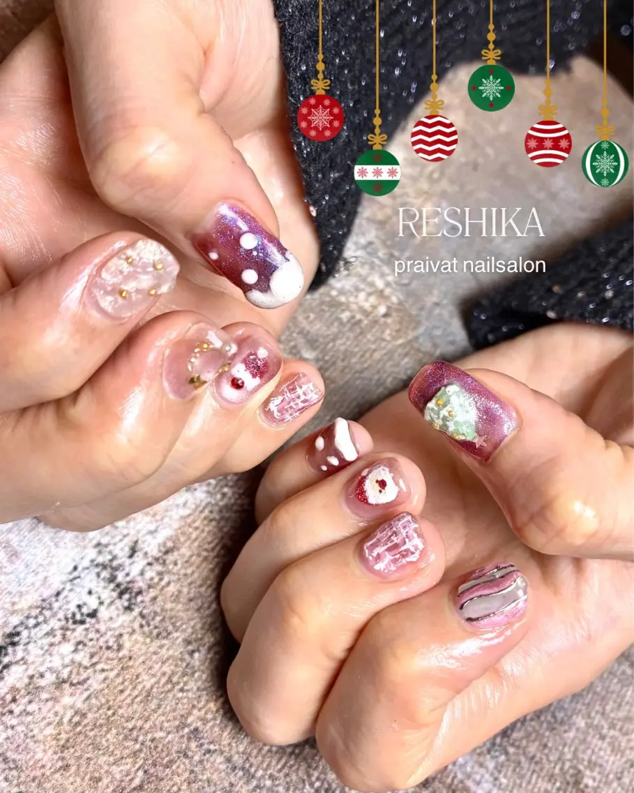 ネイル アートネイル 冬ネイル クリスマス m mのエステ・リラクイメージ